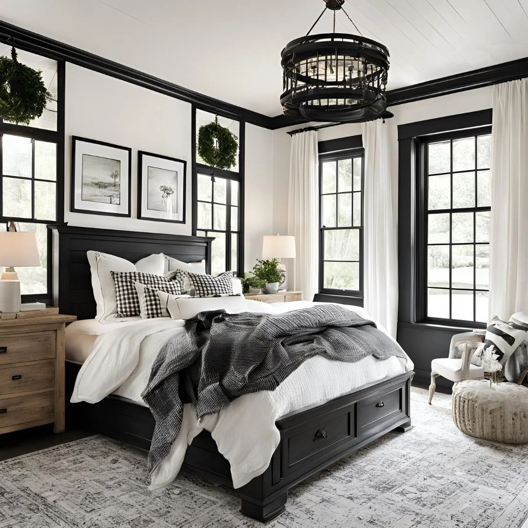 Black and White Farmhouse Bedroom Ideas