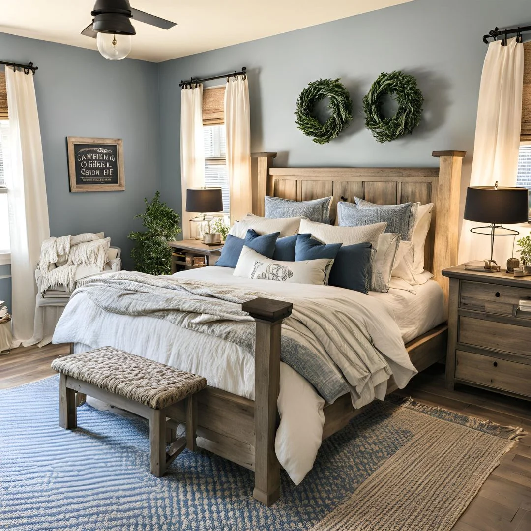 Blue Farmhouse Bedroom Ideas