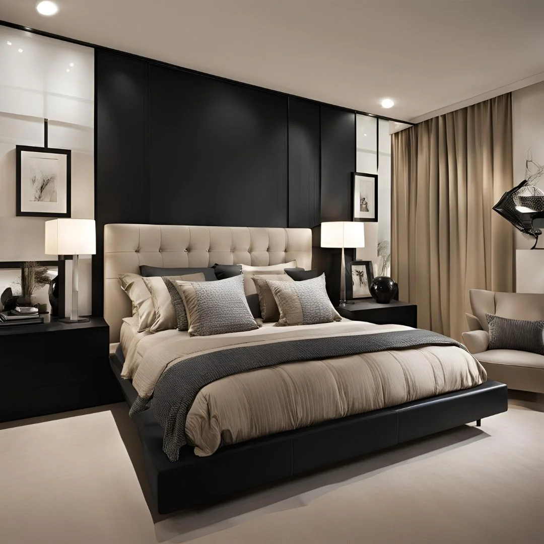 Modern Beige and Black Bedroom Ideas