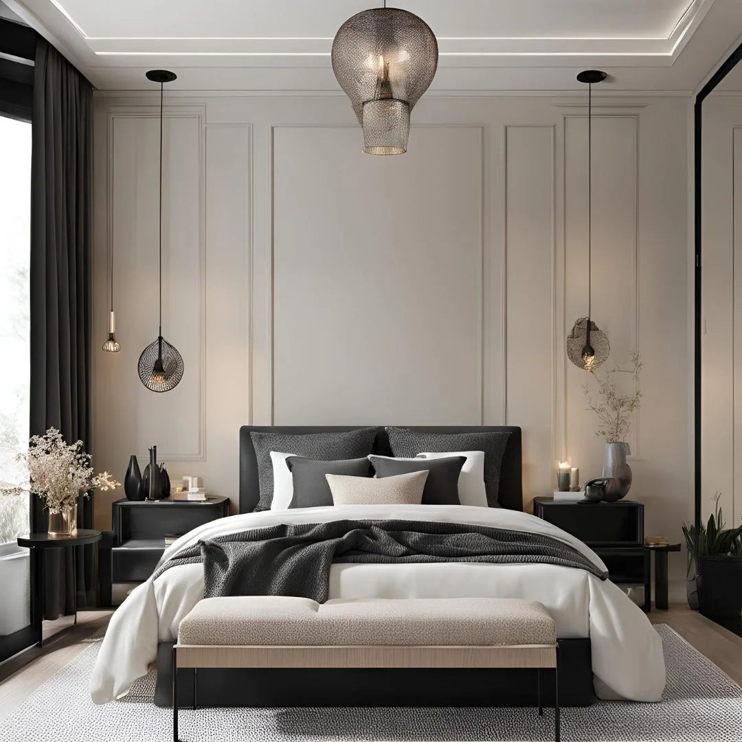 Neutral and Black Bedroom Ideas