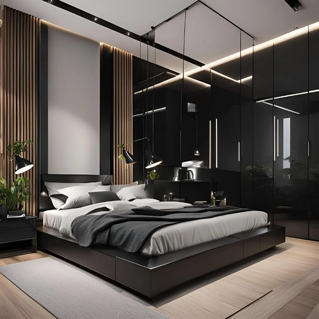 black modern bedroom decor