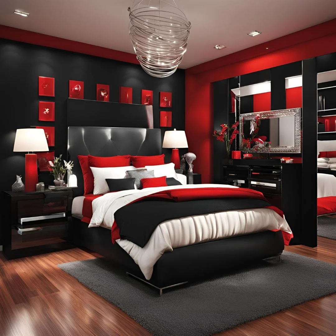 red and black bedroom decor