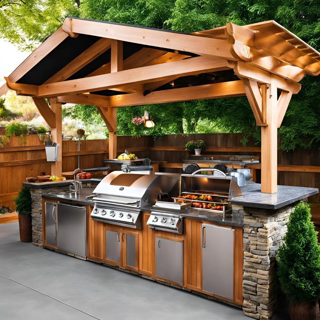 Backyard Covered Outdoor Kitchen