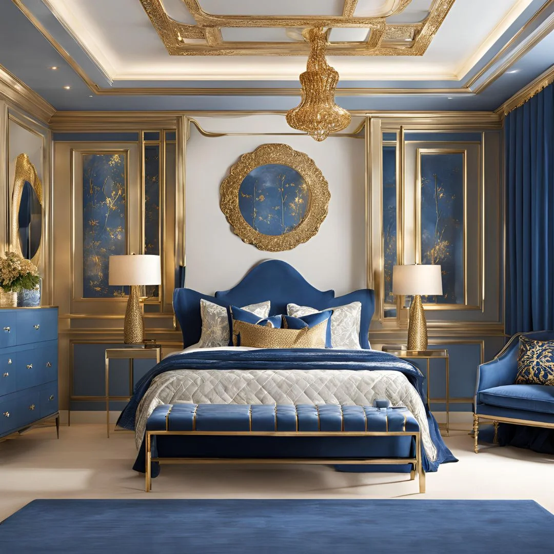 Blue and Gold Bedroom Ideas