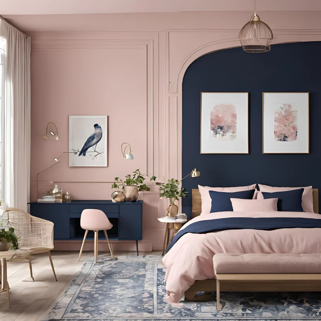 Blush Pink and Navy Bedroom Ideas