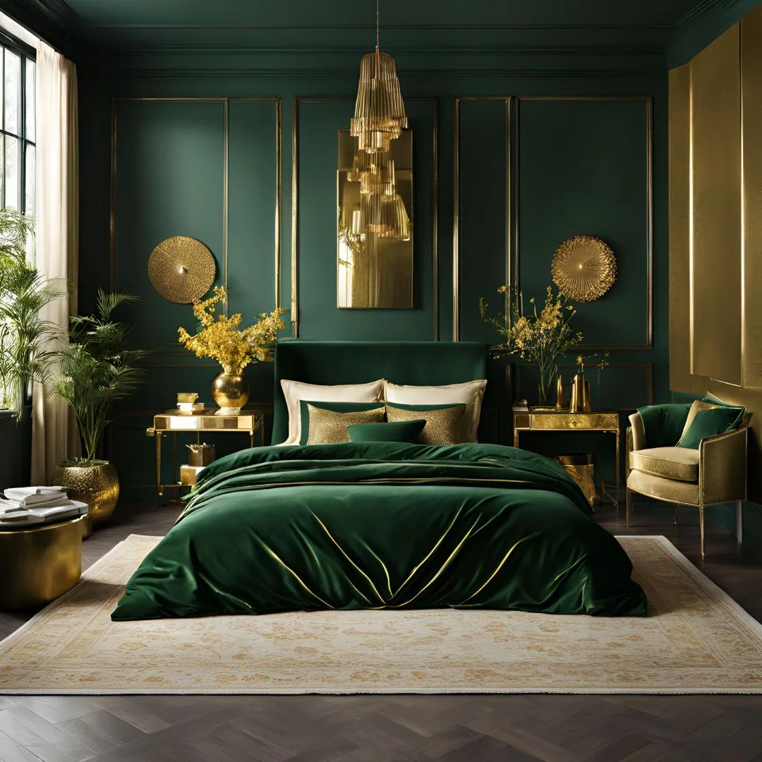 Dark Green and Gold Bedroom Ideas
