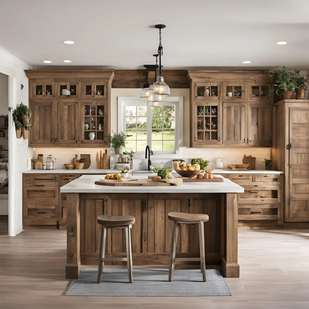 Farmhouse Kitchen Ideas with Wood Cabinets
