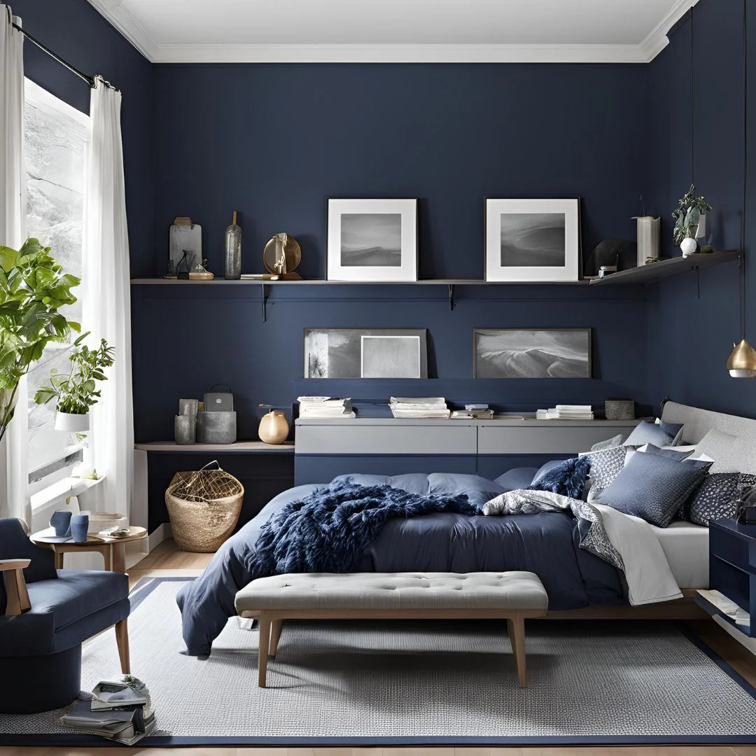 Grey and Navy Bedroom Ideas