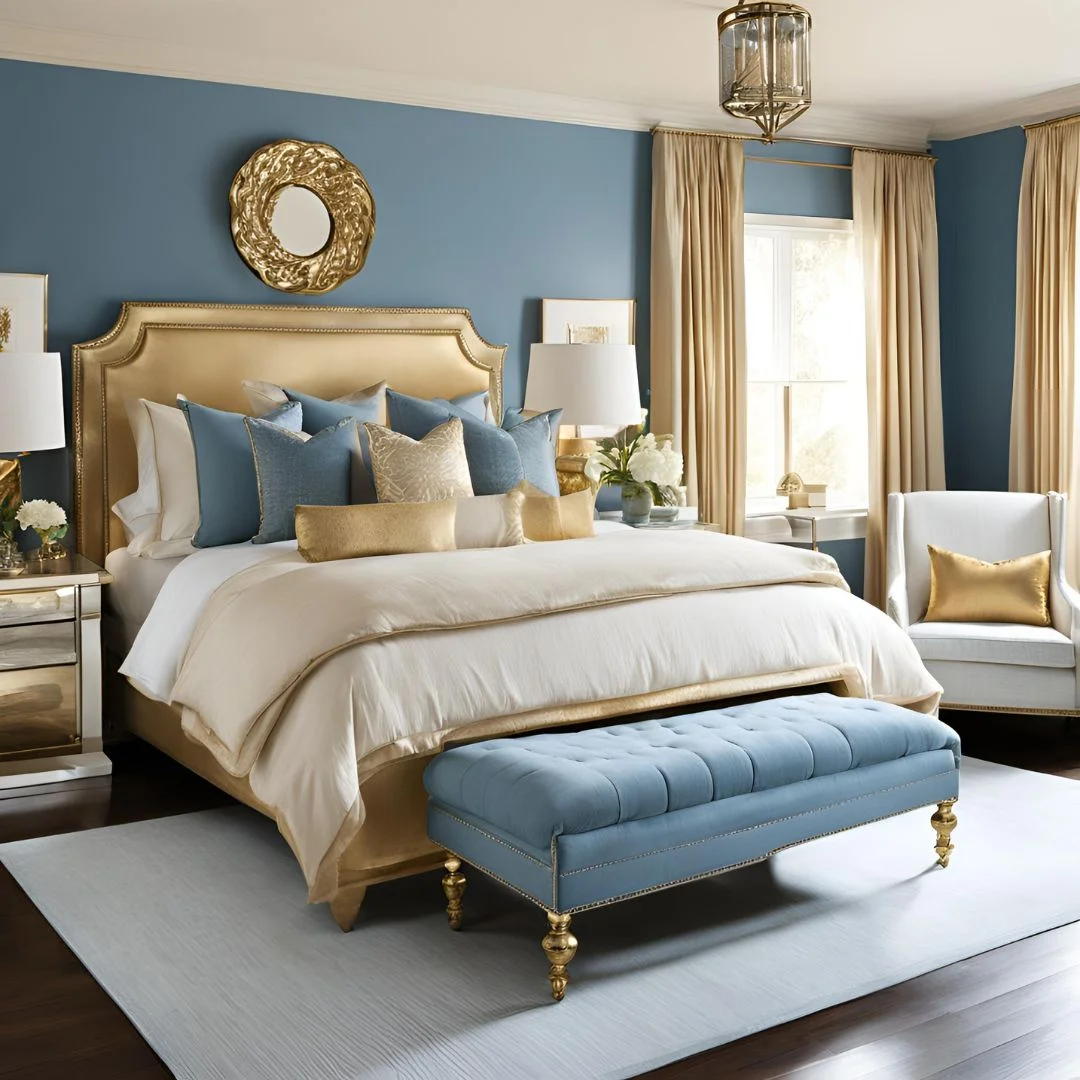 Light Blue and Gold Bedroom Ideas