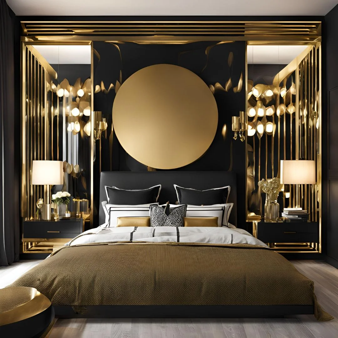 Modern Black and Gold Bedroom