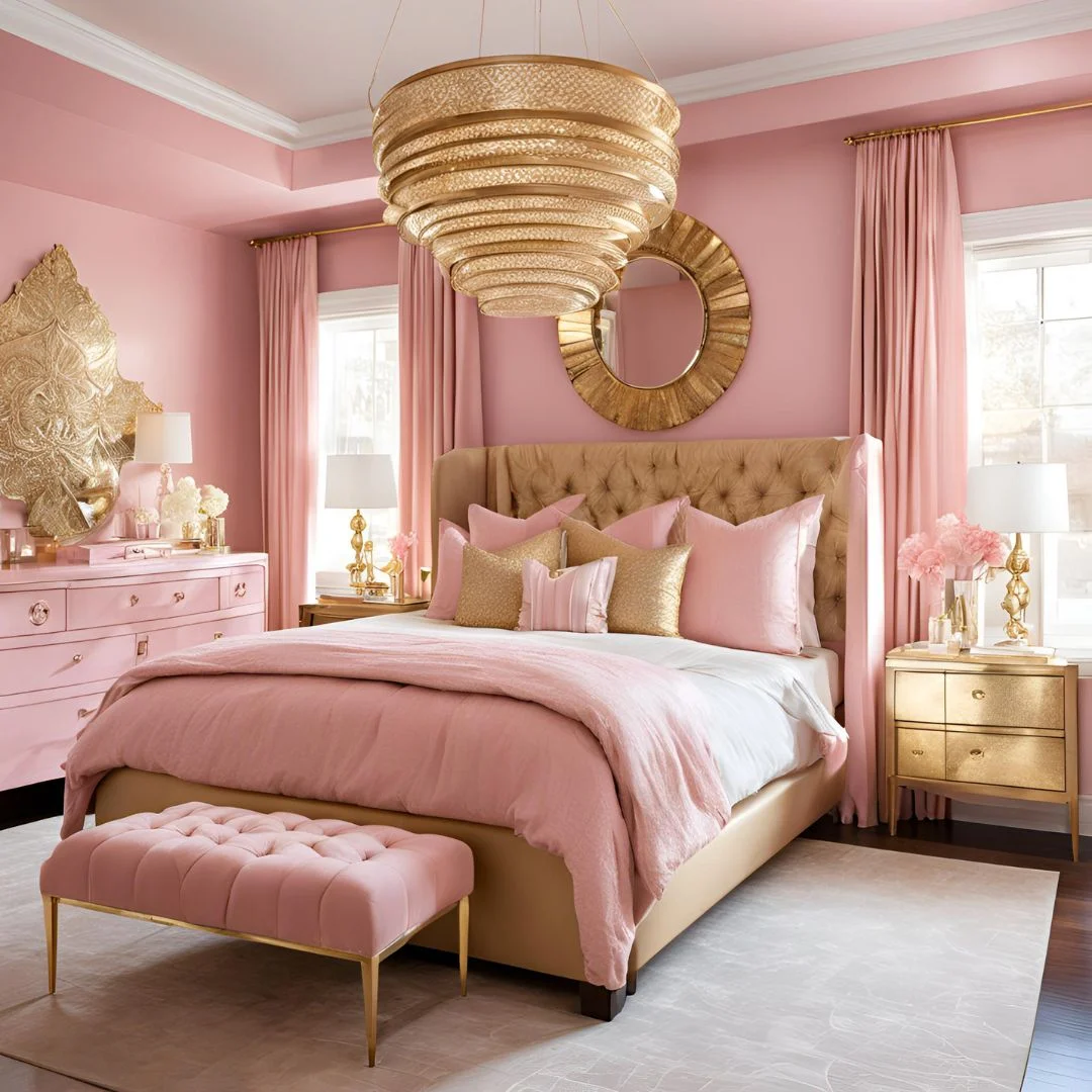 Pink and Gold Bedroom Ideas