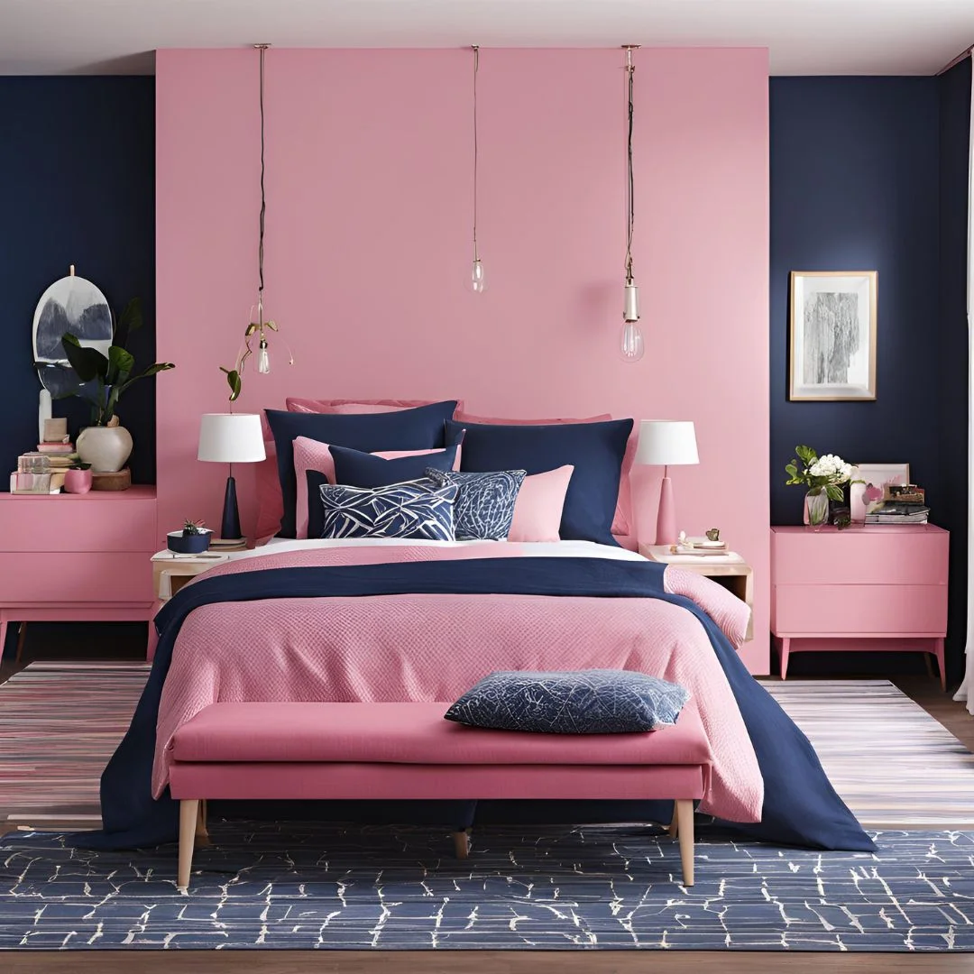 Pink and Navy Bedroom Ideas