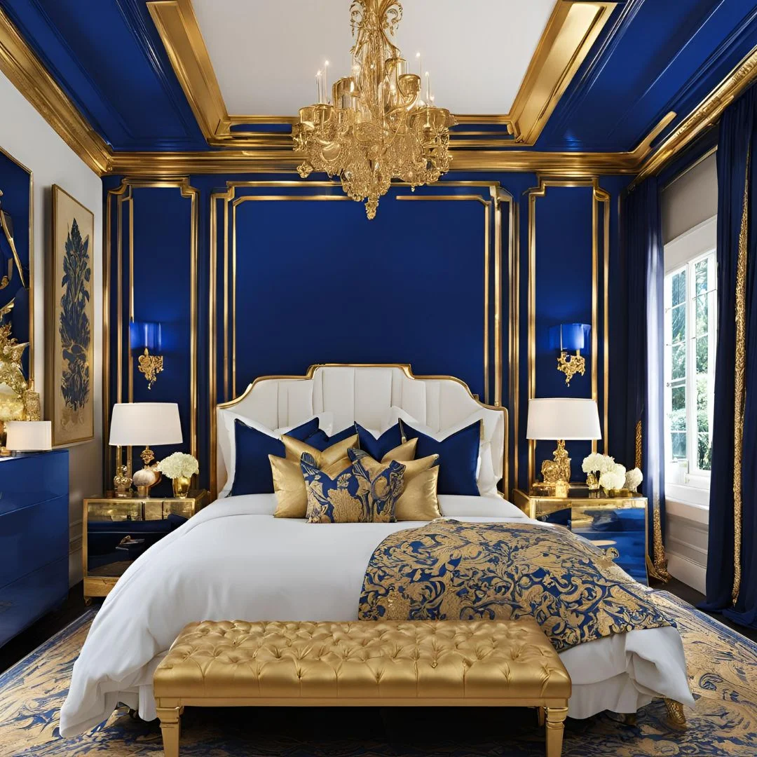 Royal Blue and Gold Bedroom Ideas