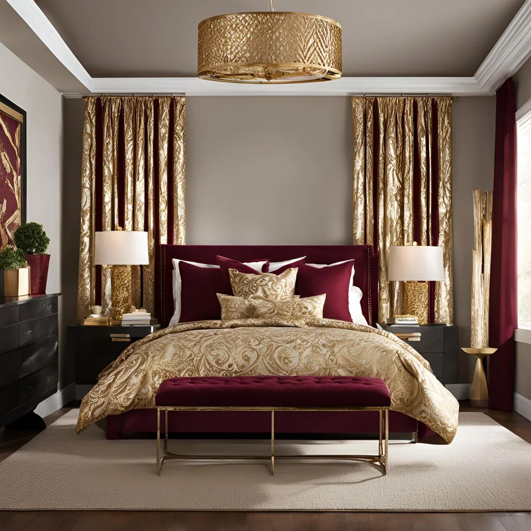 Burgundy and Gold Bedroom Ideas