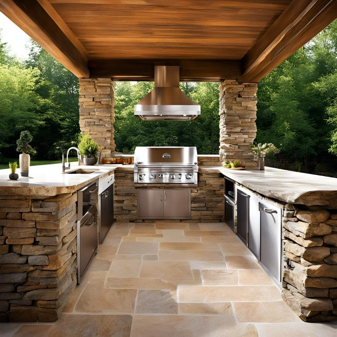 outdoor stone kitchen designs