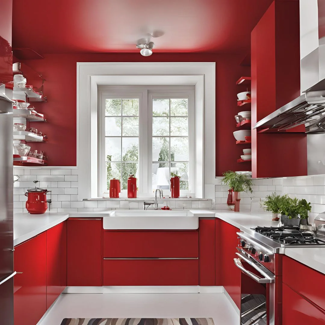 red and white kitchen decor